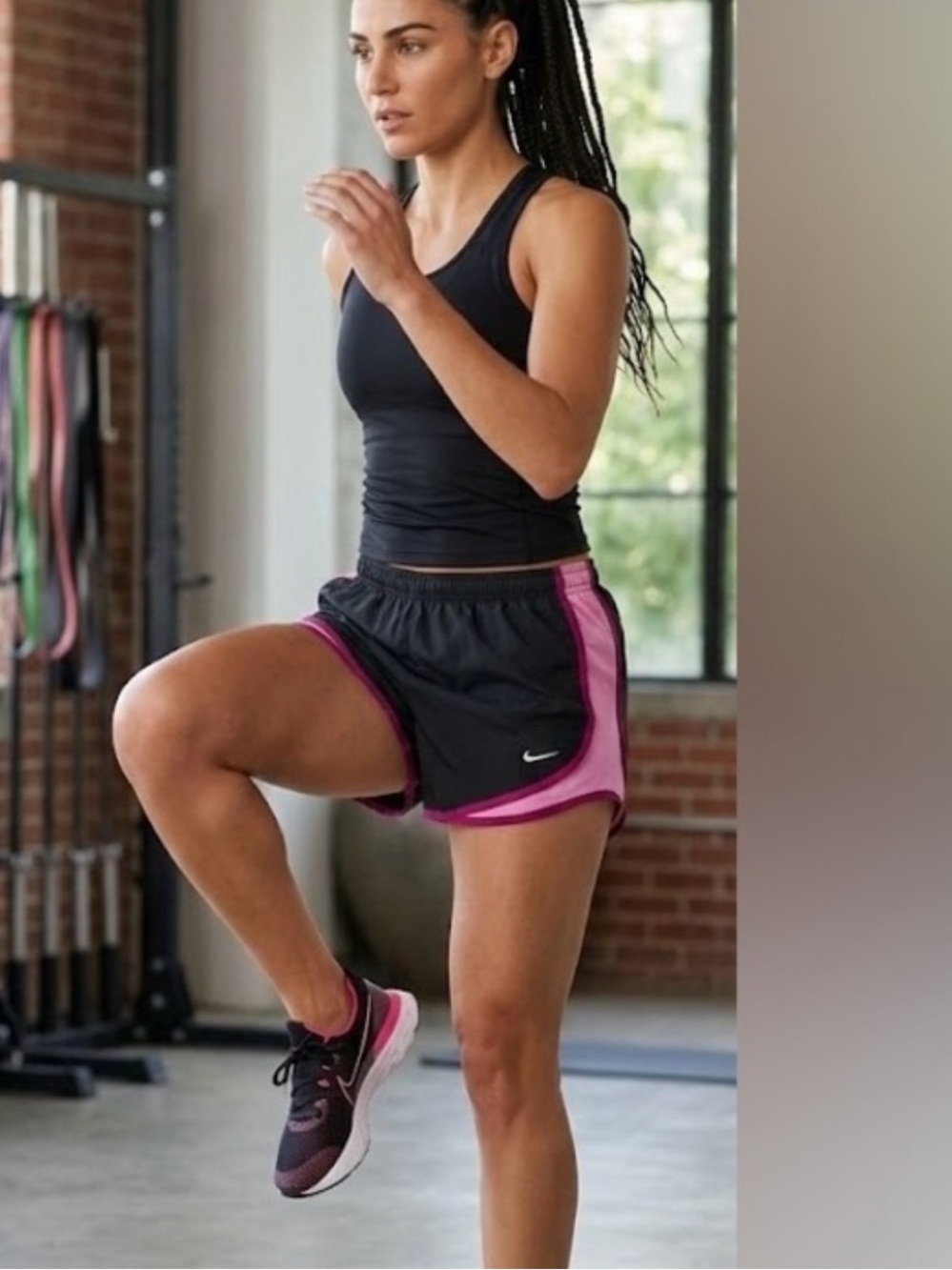 ❗️Nike Dri Fit Black & Hot Pink Running Shorts Paint Splatter Print